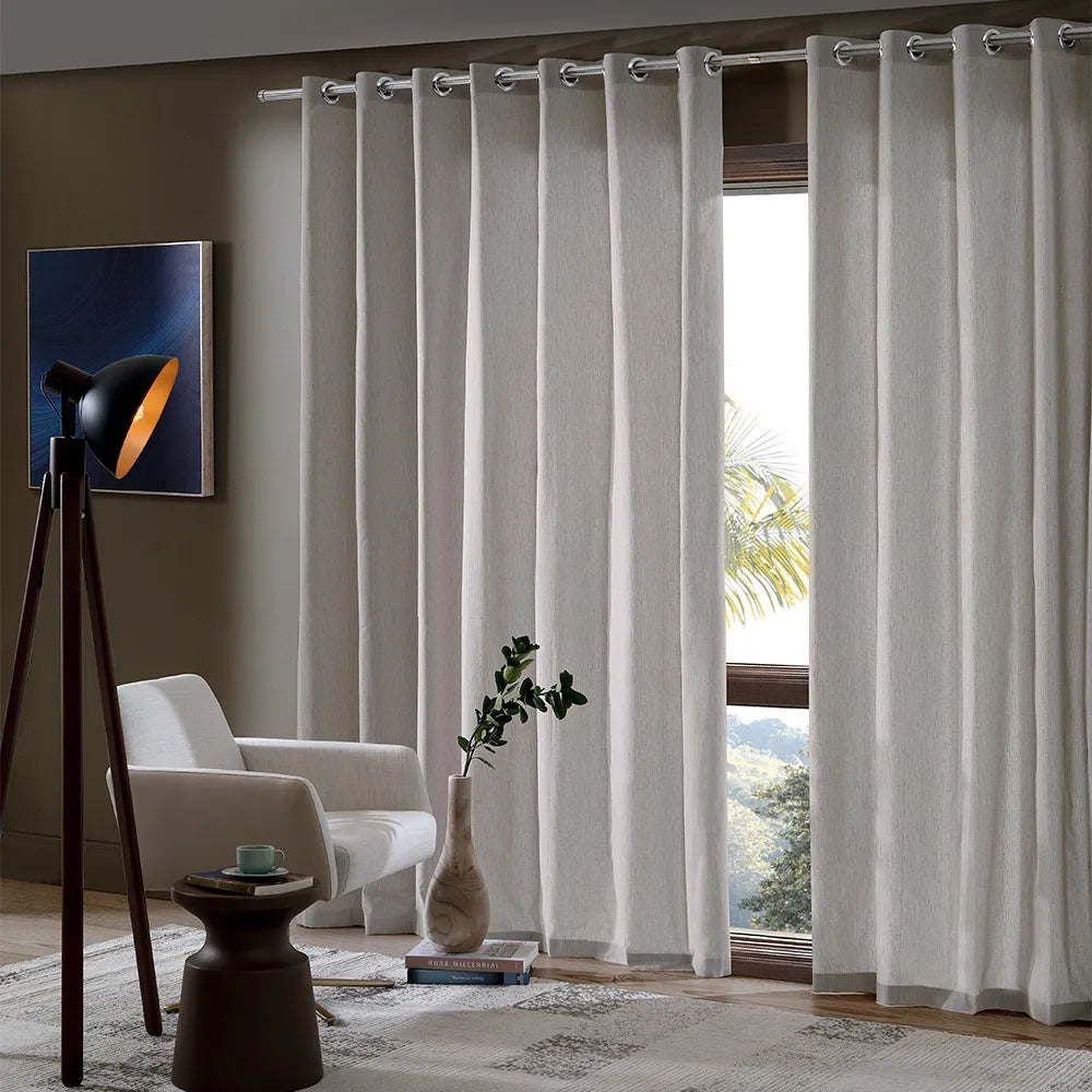 Cortina Rustica Fenícia Efeito Linho 4,20m x 2,50m - Areia - Bella Janela